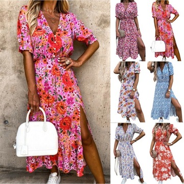 МОДНОЕ ЖЕНСКОЕ ЛЕТНЕЕ ПЛАТЬЕ С ПРОРЕЗЬЮ