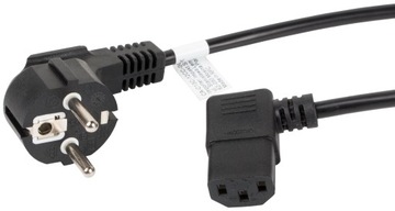 Kabel zasilający 1,8m przewód komputer-a KĄTOWY VDE C13 10A KĄTOWE wtyczki