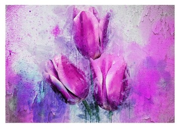 FOTOTAPETA TULIPANY PASTELOWA BETON MUR TAPETA ŚCIENNA SYPIALNIA 368x254