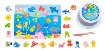 ДЕРЕВЯННАЯ РЫБА В ВЕДРЕ РЫБАЛКА НА МАГНИТЫ