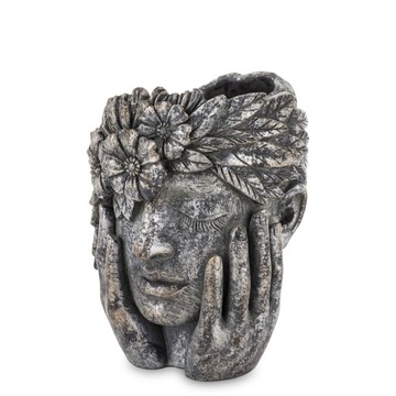 DONICZKA OSŁONKA DUŻA GŁOWA BETONOWA SZARO SREBRNA H 24 cm