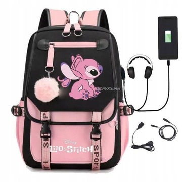 A4 SCHOOL BACKPACK USB LARGE STICH LILO DESIGNS