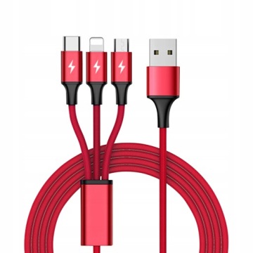 UNITEK USB 3in1 кабель microUSB + Type-C + Lightning