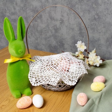 Салфетка БЕЛАЯ, овальная, большая, ДЛЯ ПАСХАЛЬНОЙ КОРЗИНКИ, крючком, 35х50