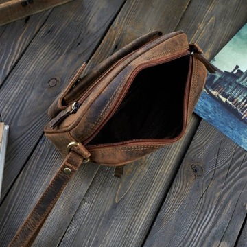 МУЖСКАЯ ВИНТАЖНАЯ КОРИЧНЕВАЯ КОЖАНАЯ СУМКА