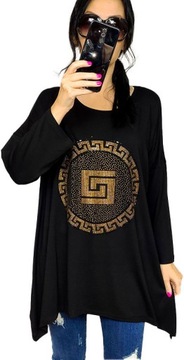 TUNIKA ELEGANCKA PLUS SIZE ASYMETRYCZNA DUŻE ROZMIARY OVERSIZE DŻETY 44 46