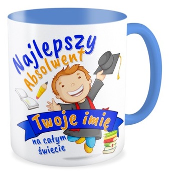 Kubek niebieski NAJLEPSZY ABSOLWENT Twoje imię absolwentka