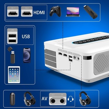 PROJEKTOR RZUTNIK ANDROID SMART TV WIFI FULL HD 12000LM 4K LED BLUETOOTH