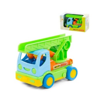 STRAŻ POŻARNA wóz DRABINA + 2 figurki AUTO dźwig WADER ciężarówka