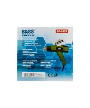 ЭЛЕКТРИЧЕСКАЯ ТЕПЛОВАЯ ПИСТОЛЕТКА BASS ПОЛЬША 2000ВТ, 2-ШЕРЕННАЯ РЕГ.