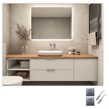 LUSTRO LED 100x70 cm ŁAZIENKOWE LEDOWE PODŚWIETLANE NOWOCZESNE FREESIA