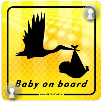 TABLICZKA ODBLASKOWA BABY ON BOARD PRZYSSAWKI