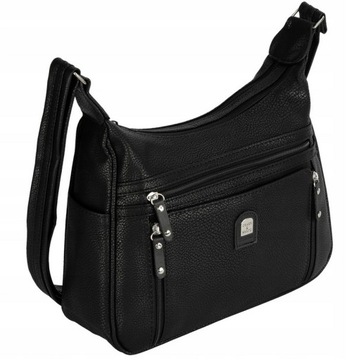 ЖЕНСКАЯ СУМКА ВМЕСТИТЕЛЬНАЯ СУМКА НА ПЛЕЧЕ С КАРМАНАМИ ЧЕРНАЯ КОЖА ВЕЛЛУГГИО