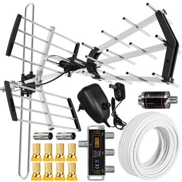 ANTENA TV DVB-T2 KIERUNKOWA MUX8 COMBO ZESTAW 3TV