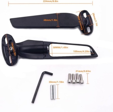 УНИВЕРСАЛЬНЫЕ ЗЕРКАЛА ЗАДНЕГО ВИДА ДЛЯ МОТОЦИКЛОВ, СМЕННЫЕ БОКОВЫЕ ЗЕРКАЛА ЧЕРНОГО ЦВЕТА