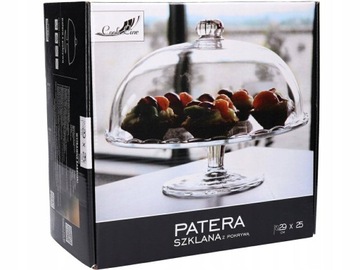 ТАРЕЛКА ДЛЯ ФРУКТОВОГО ТОРТА, стекло с абажуром, круглая, 29 см, на ножке