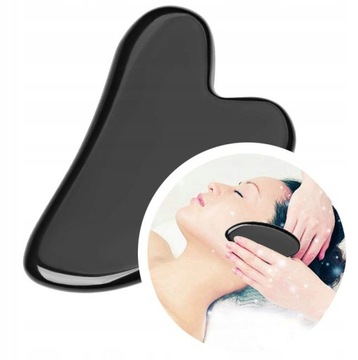 KAMIEŃ MASAŻER GUA SHA DO TWARZY PŁYTKA OBSYDIAN