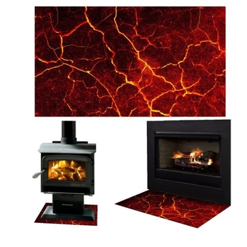 SZYBA POD KOMINEK SZKŁO HARTOWANE PODSTAWKA WYMIAR 90x52cm GRAFIKA LAWA