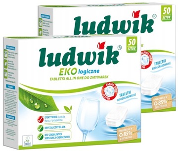 LUDWIK Ekologiczne Tabletki All in1 do Zmywarki Biodegradowalne 1800g -2x50