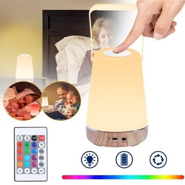 LAMPKA NOCNA DOTYKOWA Z PILOTEM, ŚCIEMNIANA, 13 KOLORÓW, PREZENT DLA DZIECI