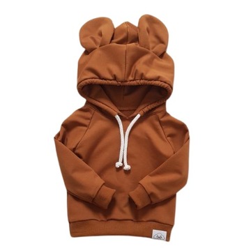 bluza miś dresowa dla dziecka kaptur uszy brąz karmel handmade jakość 122
