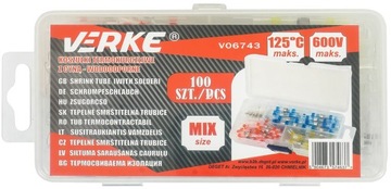 VERKE V06743 ТРУБКИ ТЕРМОУСАДОЧНЫЕ С ЖЕСТЯЩИМИ ЗАЖИМАМИ 100ШТ.