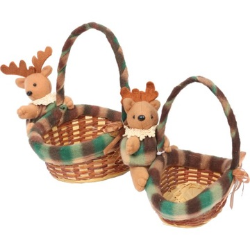 РОЖДЕСТВЕНСКАЯ КОРЗИНА С ОЛЕНЯМИ 16 СМ