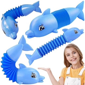 GĄSIENICA SENSORYCZNA DELFIN ANTYSTRESOWA RURKA DO ROZCIĄGANIA POP TUBE MIX