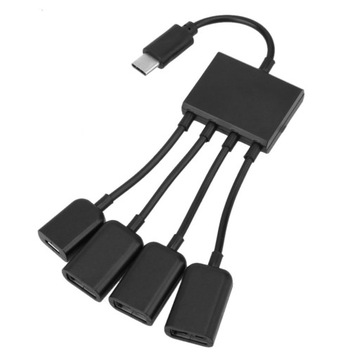 Портативный USB-C / Type-C «папа» на 3 порта USB «мама» + разъем питания Micro USB «мама»