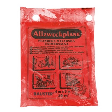 10x ЗАЩИТНАЯ ФОЛЬГА 4x5м ОЧЕНЬ ТОЛЩАЯ 0,04 (красная) ПОКРАСКА 20м²