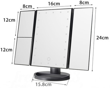 КОСМЕТИЧЕСКОЕ ЗЕРКАЛО С ПОДСВЕТКОЙ, СКЛАДНОЙ СВЕТОДИОД, USB, РЕГУЛИРУЕМОЕ увеличение 2X 3X