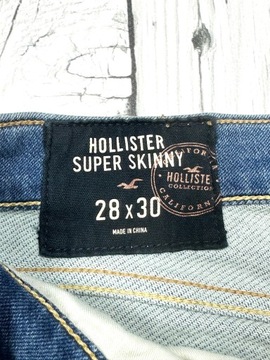 HOLLISTER Jeansy Rurki Męskie Spodnie Super Skinny Logowane r. 28/30