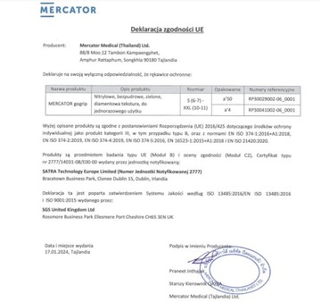 Перчатки MERCATOR GOGRIP NITRILE зеленые ЗЕЛЕНЫЕ 50 шт. размер XL.