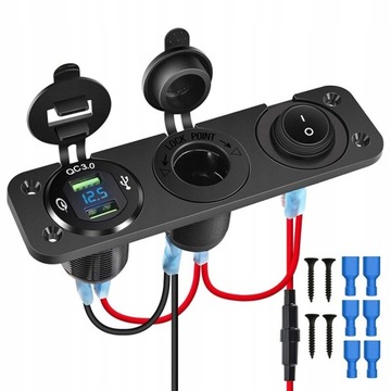 12V wyjście USB Panel gniazda 3 w 1 gniazdo do z