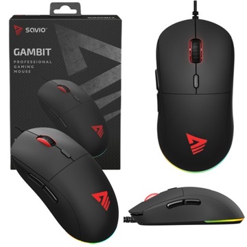Mysz Gamingowa Przewodowa SAVIO Gambit 12200 DPI podświetlenie LED RGB 1,8m