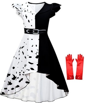 Kostium dalmatyńczyka dla dziewczynki Cruella DeVille 130 cm 8 lat