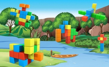 Магнитные блоки 3D КУБИКИ строительные кубики GIGA SET