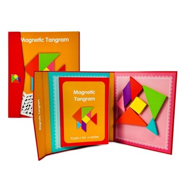 ДЕРЕВЯННЫЕ МАГНИТНЫЕ БЛОКИ ТАНГРАМ МАГНИТНЫЕ ФОРМЫ ПАЗЛ МОНТЕССОРИ