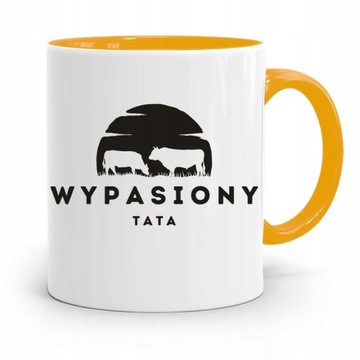 KUBEK ŻÓŁTY DZIEŃ OJCA DLA TATY WYPASIONY TATA z Nadrukiem ze Zdjęciem