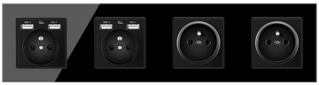 GNIAZDKO USB 4× SZKLANE GNIAZDO 230V + 4× USB 2.1A