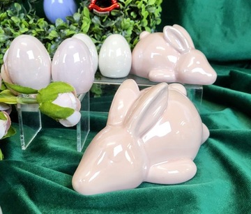 КРОЛИК БОЛЬШОЙ ЛЕЖАЩИЙ ЖЕМЧУЖНО-РОЗОВЫЙ 10Х16Х8 СМ