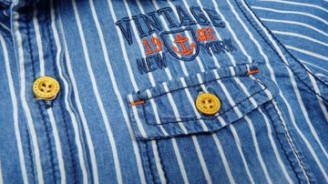 ВИНТАЖНАЯ джинсовая РУБАШКА размер 10 прибл. - 134/140 см КРАСНАЯ.