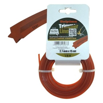 ŻYŁKA TNĄCA DO KOSY SPALINOWEJ 2,7 MM 15 M GWIAZDKA OSTRA ECO-TRIM