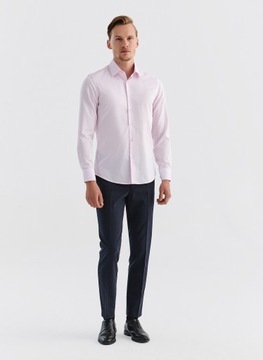 Bawełniana koszula męska różowa Slim Fit Basic PAKO LORENTE 40/188-194