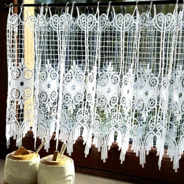 Заздростка Гипюровая белая штора для комнаты и кухни на заказ, высота 60 см.