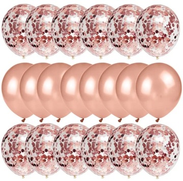 BALONY URODZINOWE NA ROCZEK URODZINY KONFETTI RÓŻOWE BABY SHOWER PANIEŃSKI