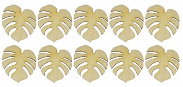 LIŚCIE MONSTERY DREWNIANE, scrapki monstera ze sklejki 3cm / 10 sztuk