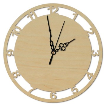 ZEGAR DREWNIANY MECHANIZM CYFRY DECOUPAGE 25cm 24h