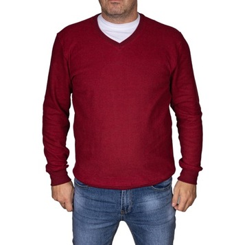 Sweter męski bordowy klasyczny Bastion bluza XXL