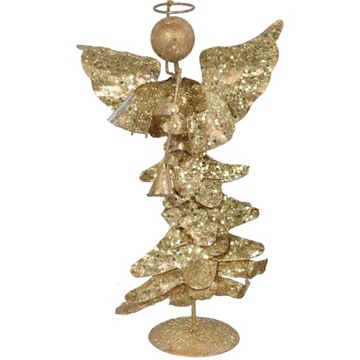 ANIOŁ Z TRĄBKĄ 26CM METALOPLASTYKA ZŁOCONA DEKORACJA BOŻONARODZENIOWA